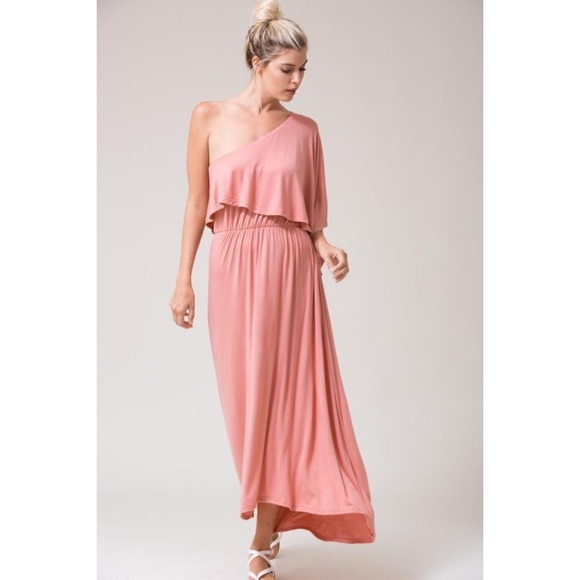 🎉HP🎉 Mauve One Shoulder Midi Dress - Picture 2 of 7
